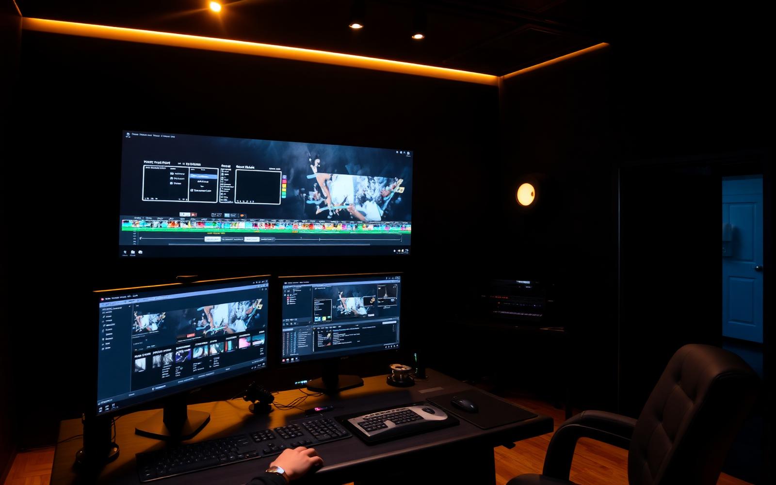 Editing suite where production footage is cut into marketing content